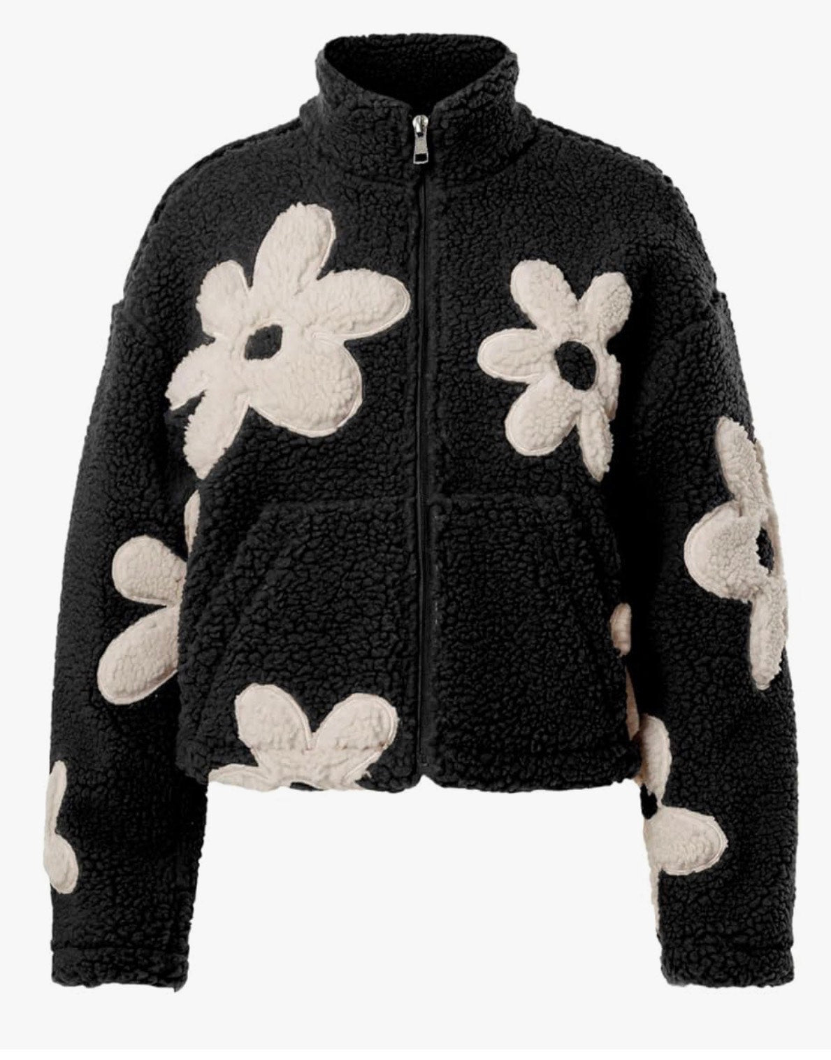 Black & White Floral Patch Coat