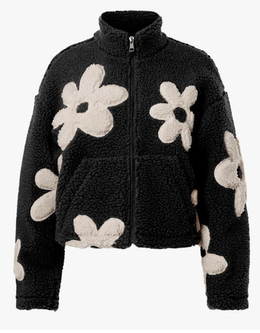 Black & White Floral Patch Coat